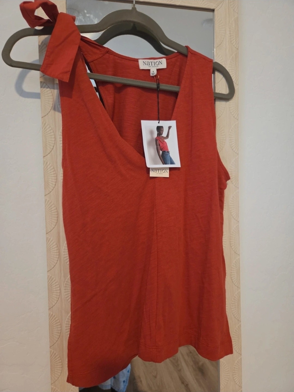 Nation LTD Daniella Tank Tie-Shoulder V-Neck Tank Top in Red